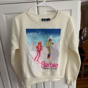 Barbie cream colored "Apres Ski-You Later" Pullover Graphic Print Sweatshirt